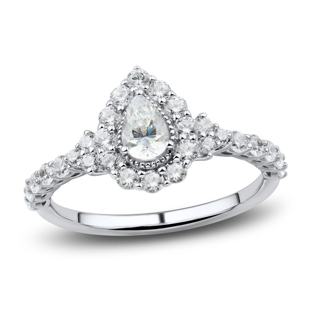 Diamond Engagement Ring 1 ct tw Pear/Round 14K White Gold esMDlMgs Diamond Engagement Ring 1 ct tw Pear/Round 14K White Gold esMDlMgs