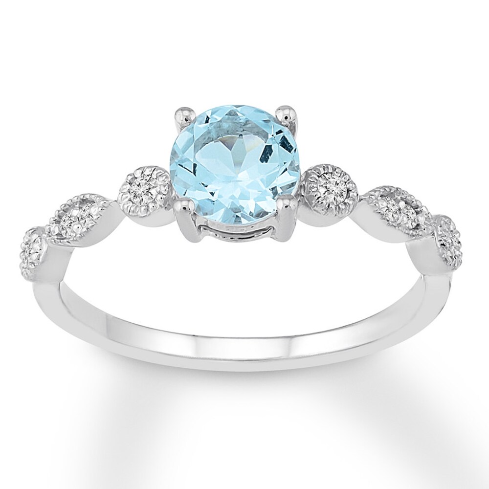 Aquamarine Engagement Ring 1/10 ct tw Diamonds 14K White Gold tqPoRMpB Aquamarine Engagement Ring 1/10 ct tw Diamonds 14K White Gold tqPoRMpB